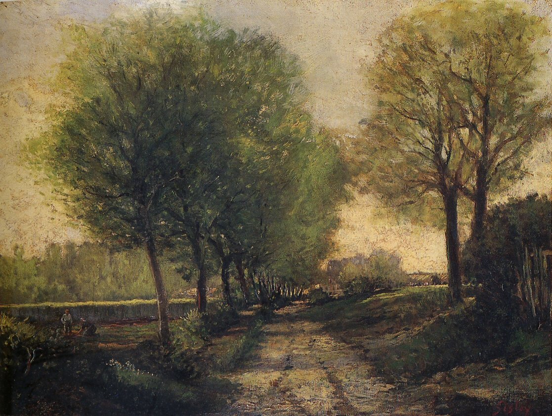 Küçük Bir Kasabaya Yakın Şerit by Alfred Sisley