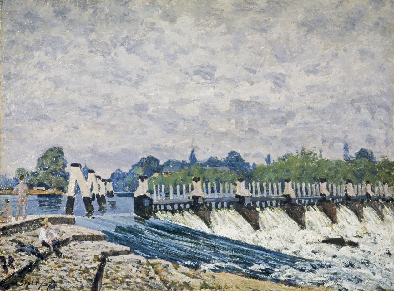 Molesey Regülatörü, Hampton Mahkemesi by Alfred Sisley