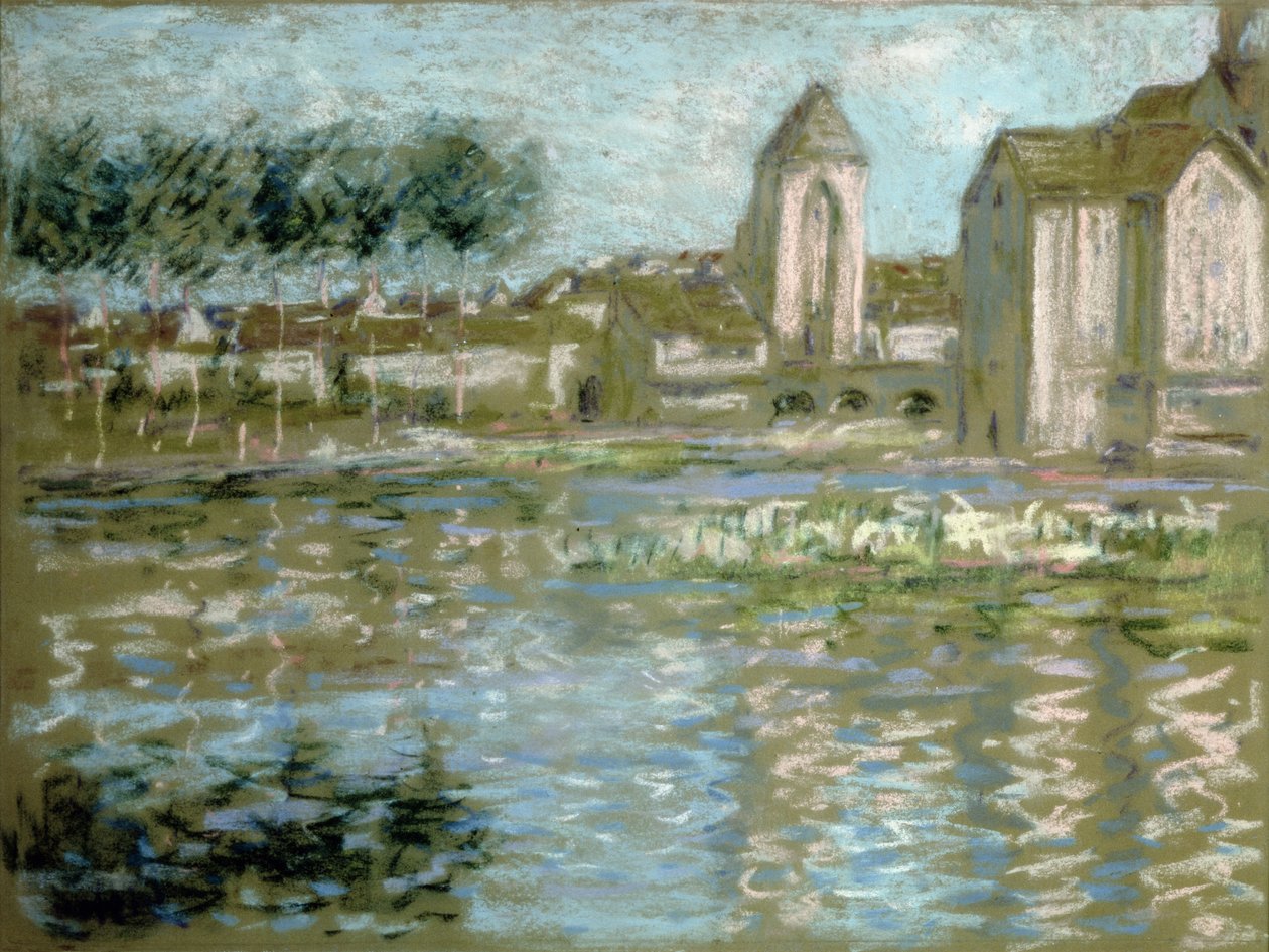 Moret-sur-Loing, 1890 dolayları (pastel) by Alfred Sisley