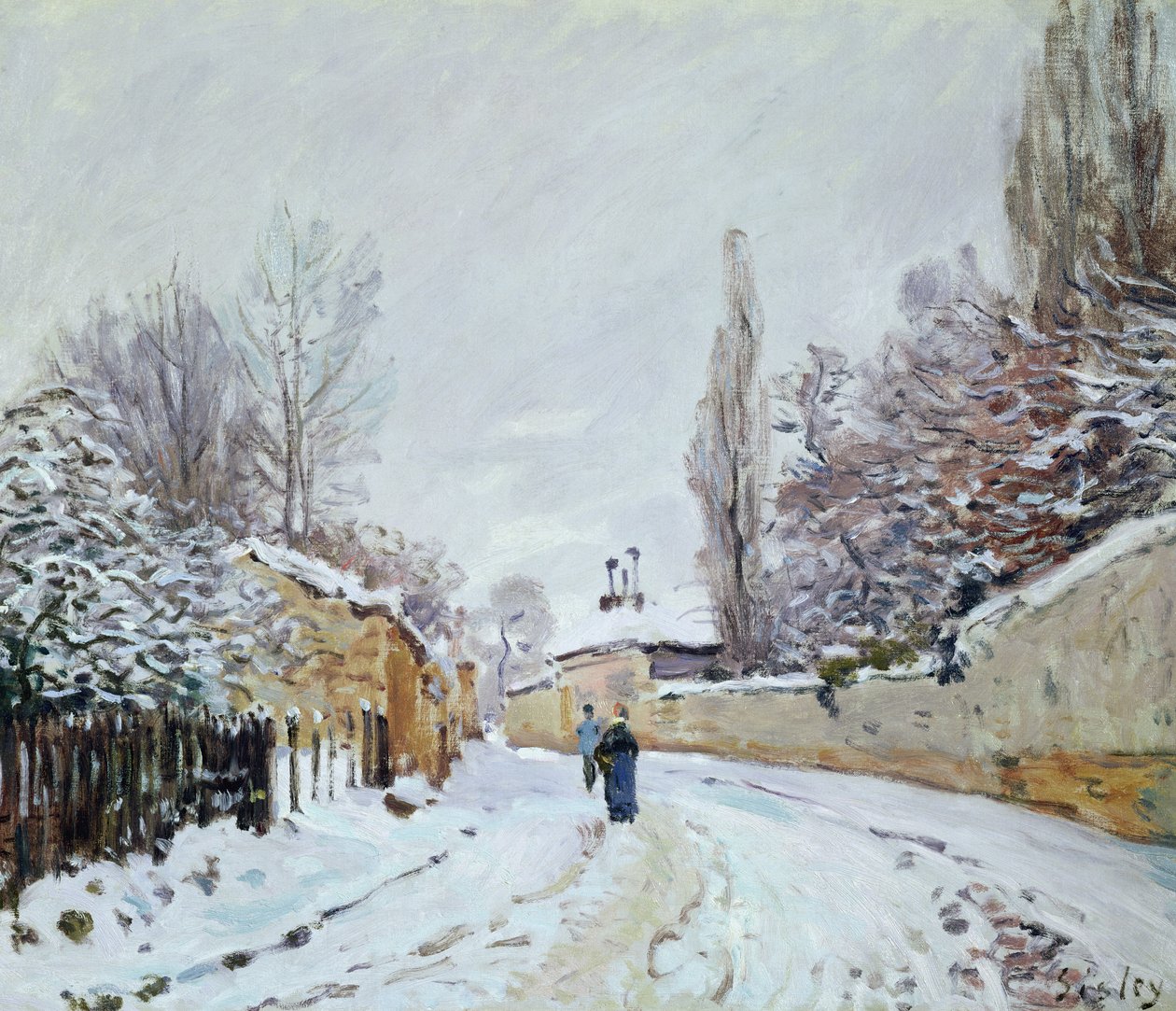 Louveciennes yakınlarındaki Kar Altında Yol, 1876 by Alfred Sisley