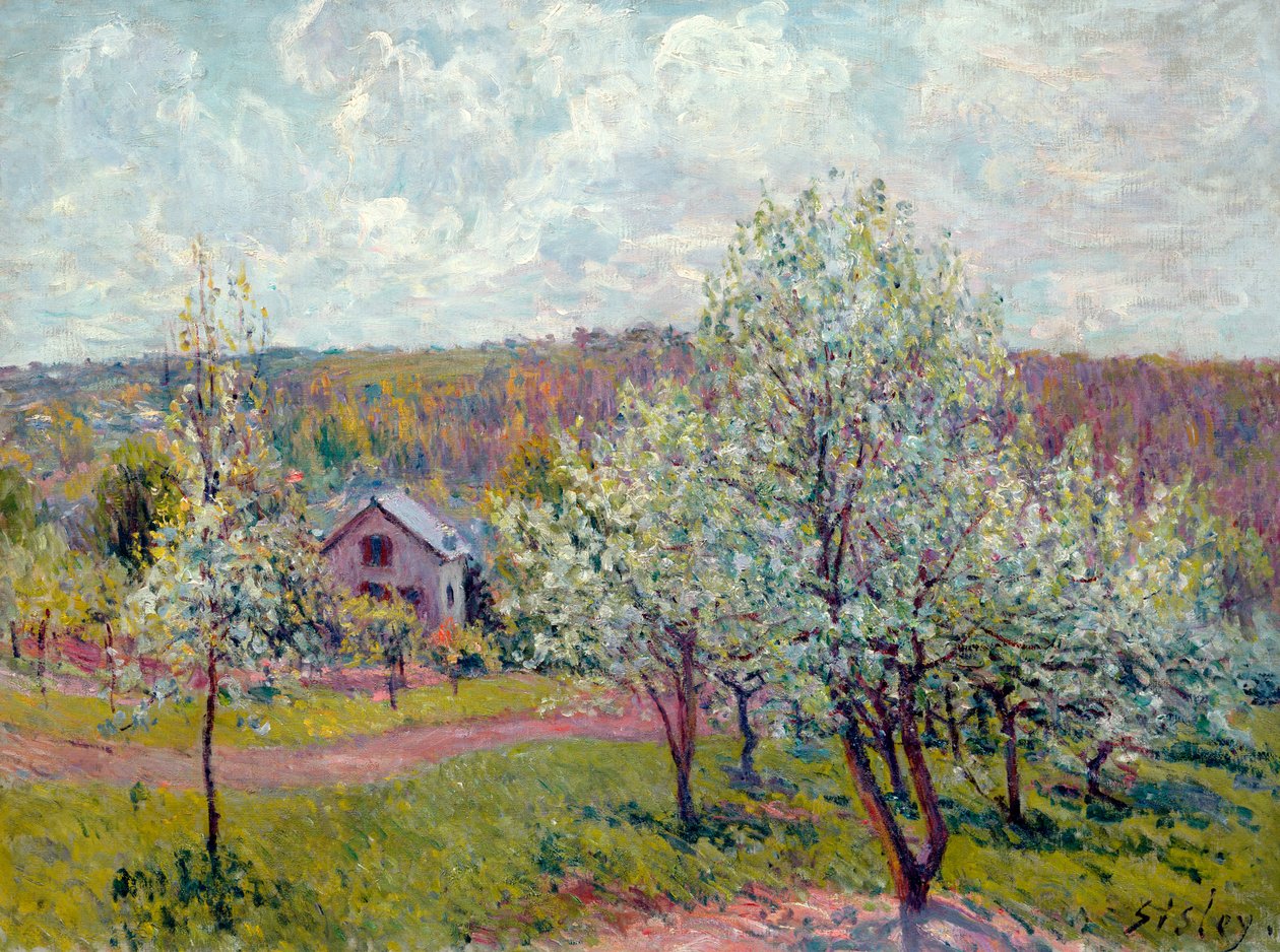 Paris Çevresinde Bahar, Elma Çiçeği, 1879 by Alfred Sisley