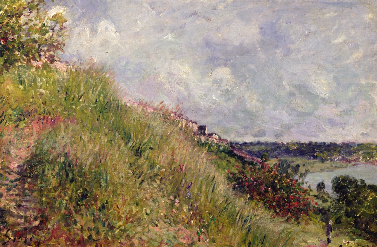 Seine, By, 1881 yamaçlarının görünümü by Alfred Sisley