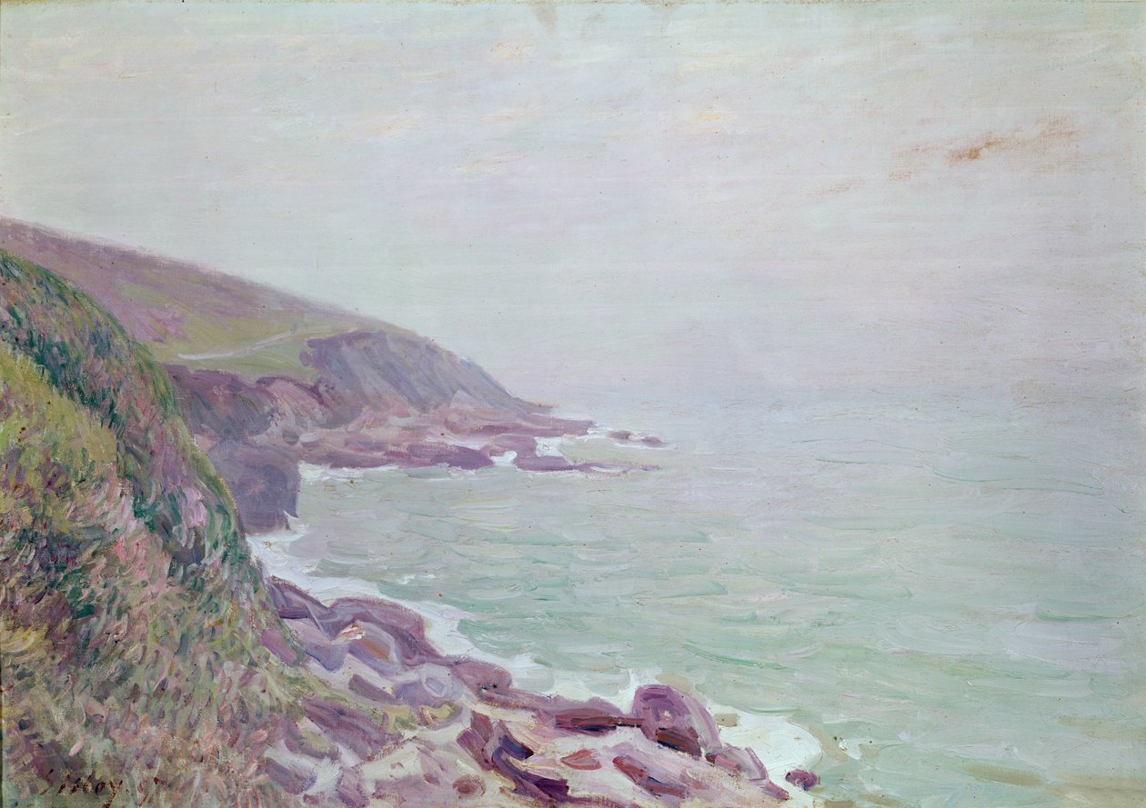 Galler Sahil Şeridi, puslu sabah, 1897 by Alfred Sisley