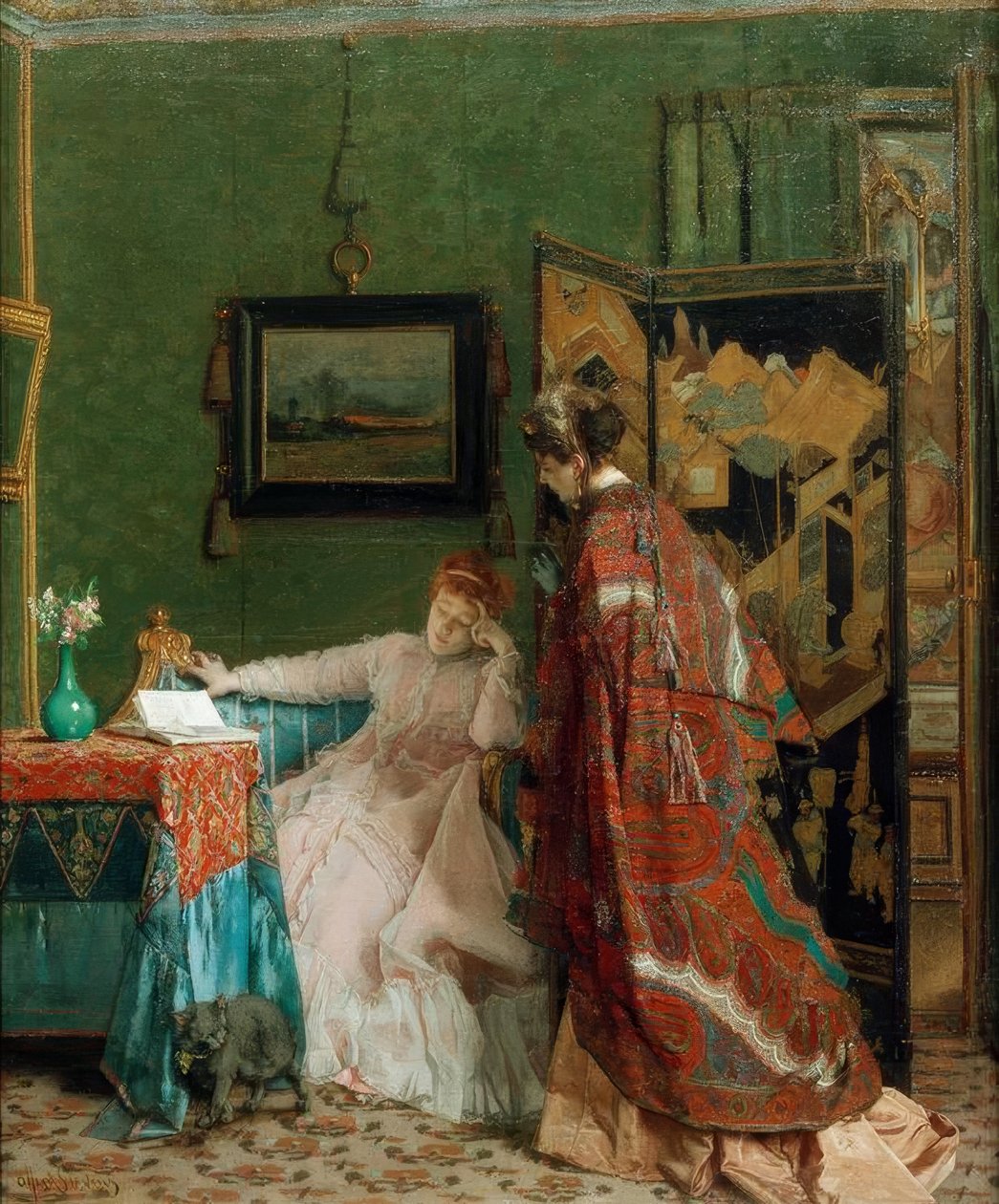 A.Stevens, Kayıtsızlık veya Ziyaret by Alfred Emile Stevens