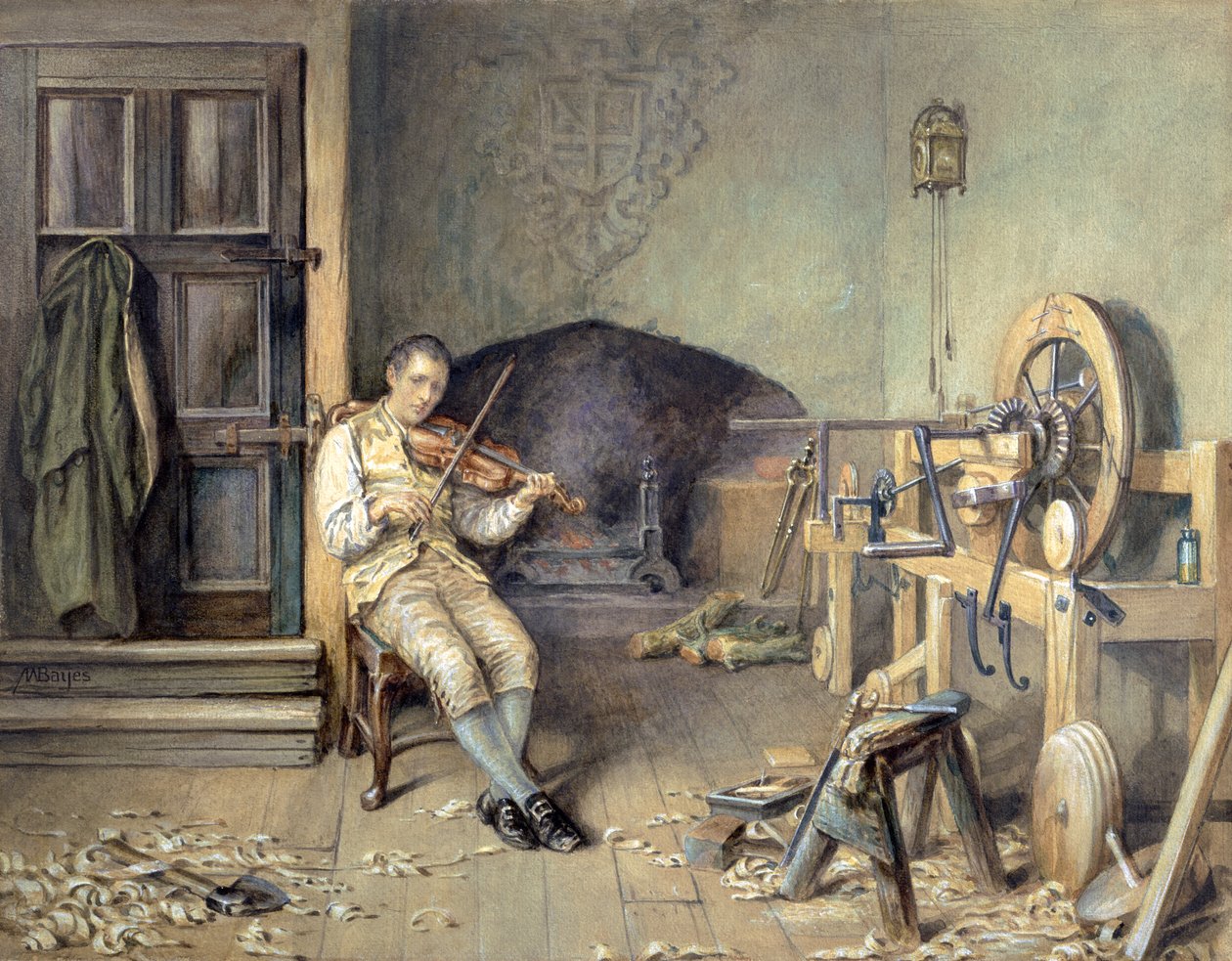 Samuel Crompton (1753-1827) Dönen Katırını icat ederken, 1895 by Alfred Walter Bayes