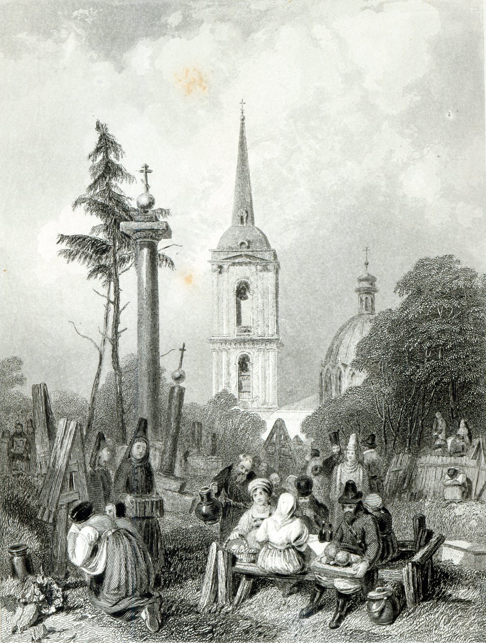 E.Smith tarafından oyulmuş Smolensko Kilisesi Mezarlığı by Alfred (after) Vickers