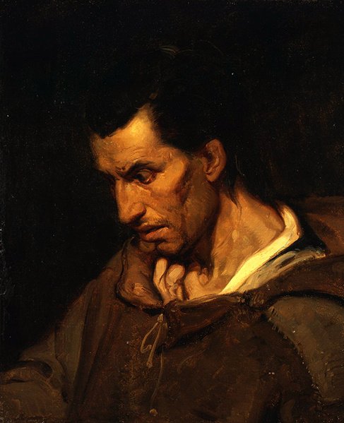 Bir keşiş gibi giyinmiş dindarlık sanrıları olan bir deli (tuval üzerine yağlı boya) by Alfred (attr. to) Dehodencq