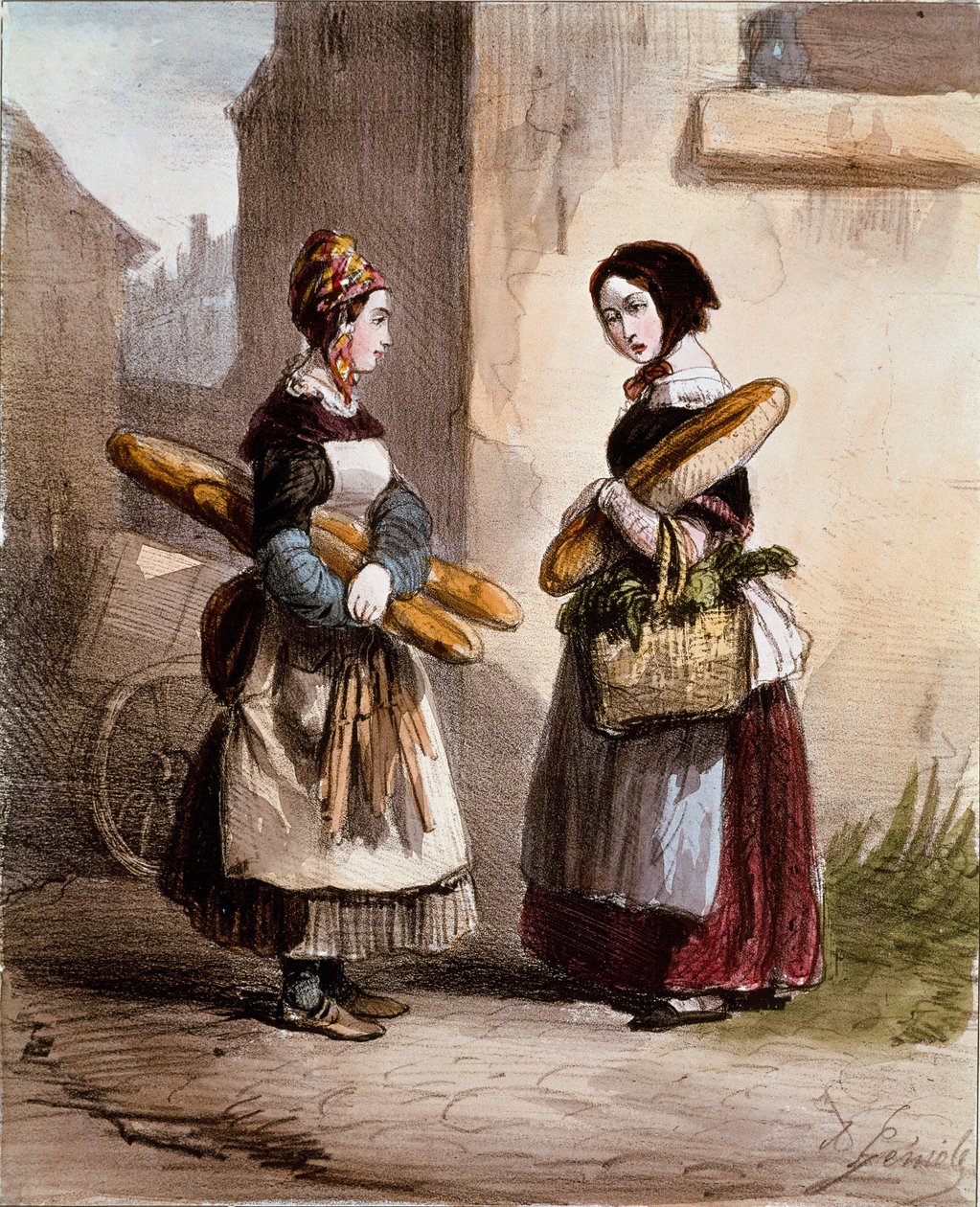 Küçük ölçüler: fırın. Genç yürüyen ekmek tüccarı. Alfred Andre Geniole (1813-1861) tarafından “Les femmes de Paris” 1841-1842 Paris, Musee Carnavalet