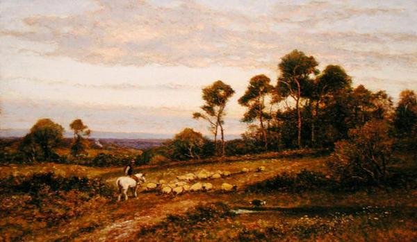 Bir Surrey Çayırı (tuval üzerine yağlı boya) by Alfred Augustus Glendening