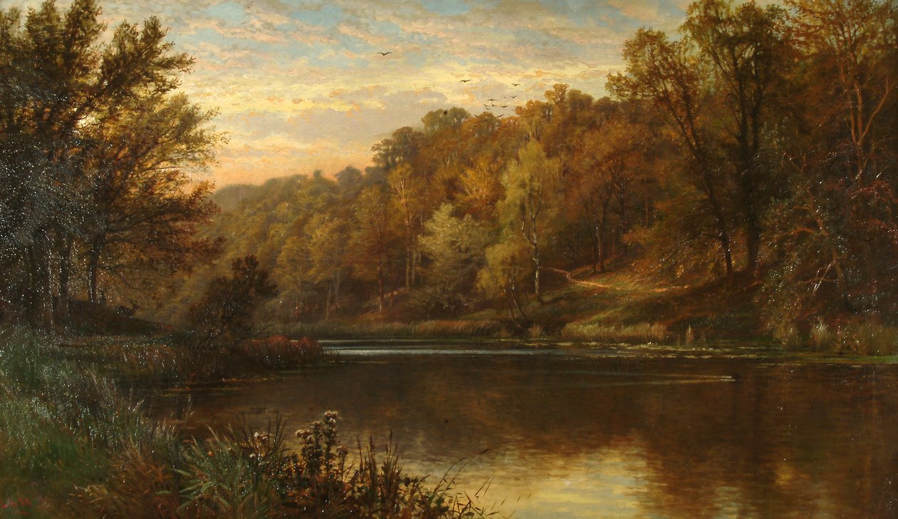 Swanbourne Gölü Sonbahar, Arundel Park Gün Batımı by Alfred Augustus Glendening
