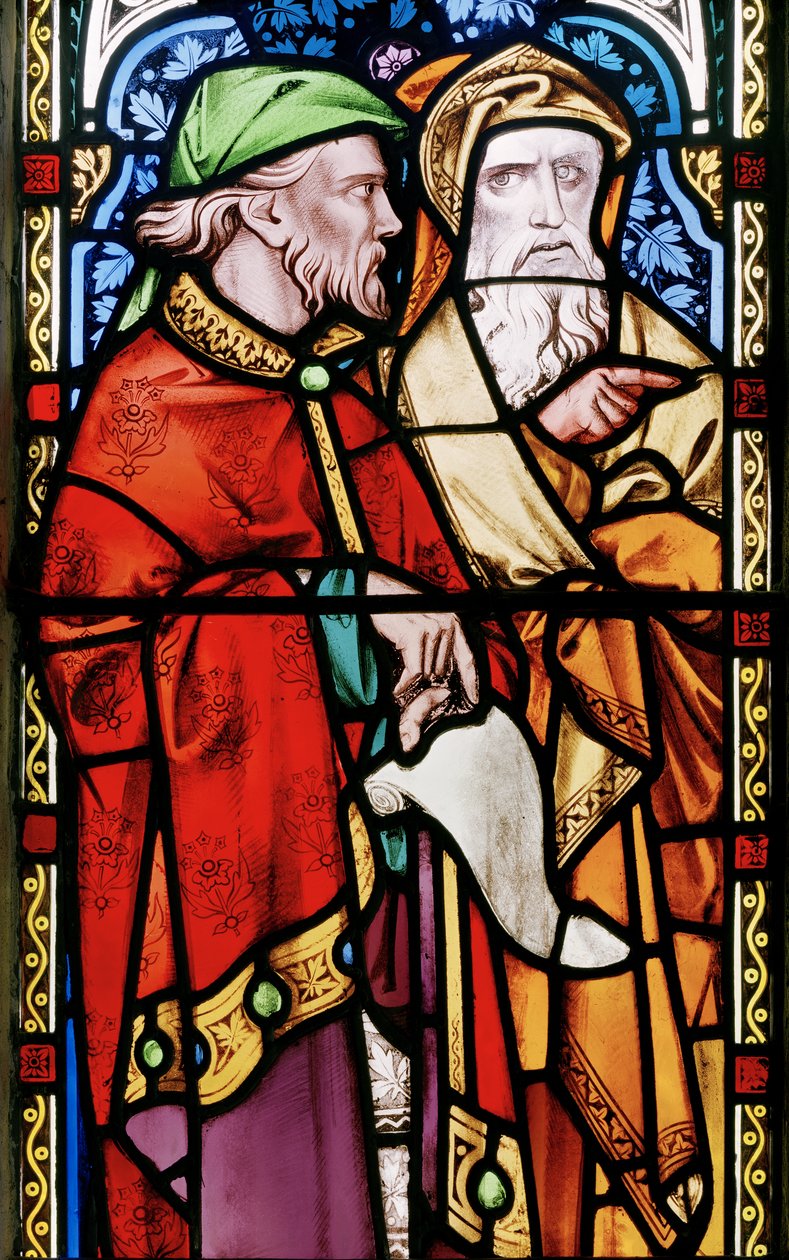 Vaftizci Yahya Vaazını dinleyen iki adam, doğu penceresinden detay, 1857 (vitray) by Alfred Bell