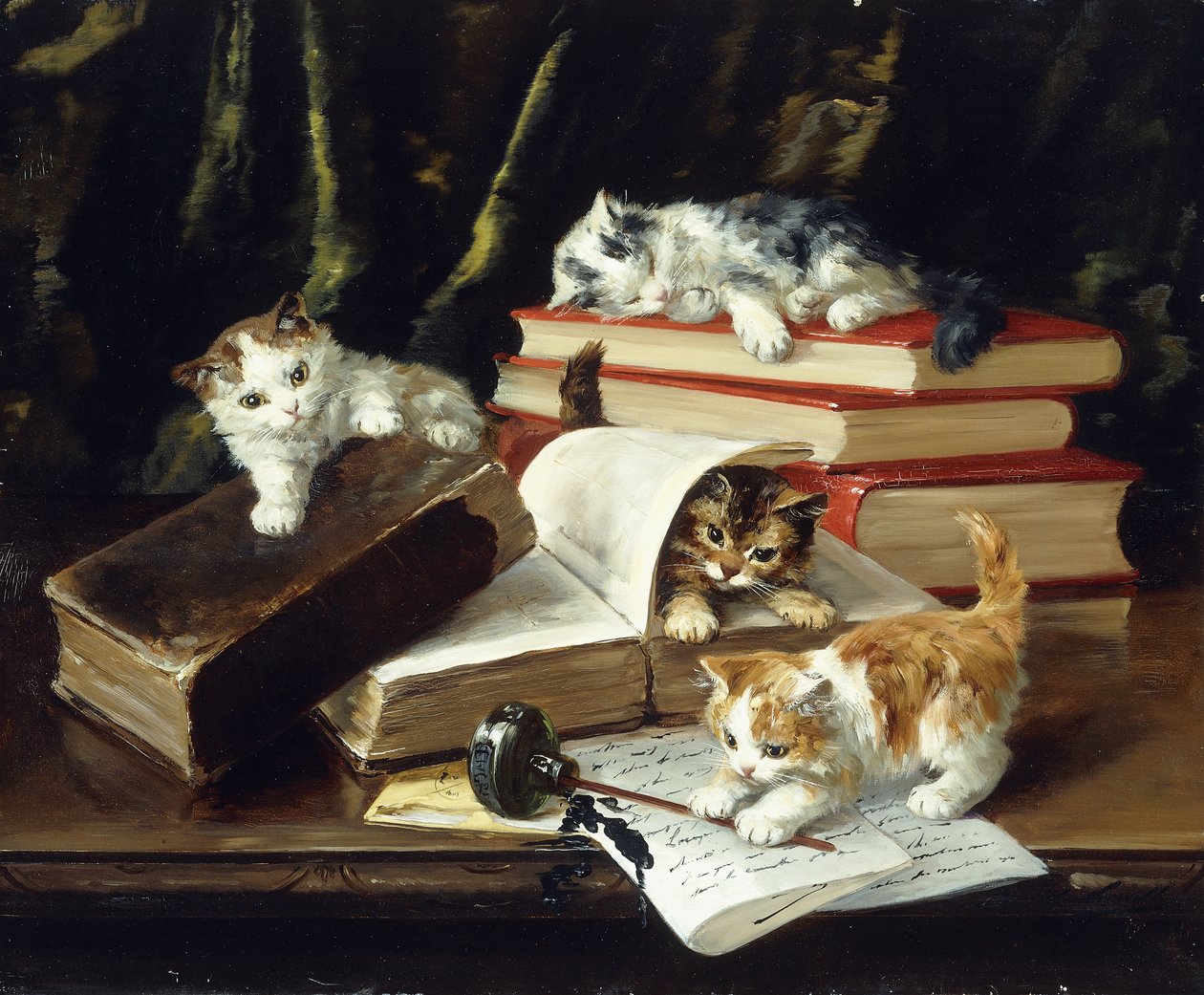 masada oynayan yavru kedi by Alfred Brunel de Neuville