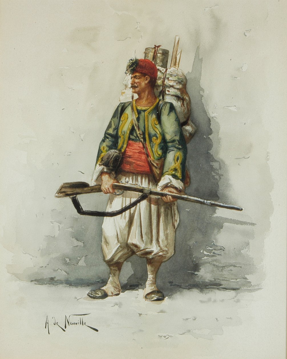 Askeri Figür (gemide w/c ve yıkama) by Alfred Brunel de Neuville