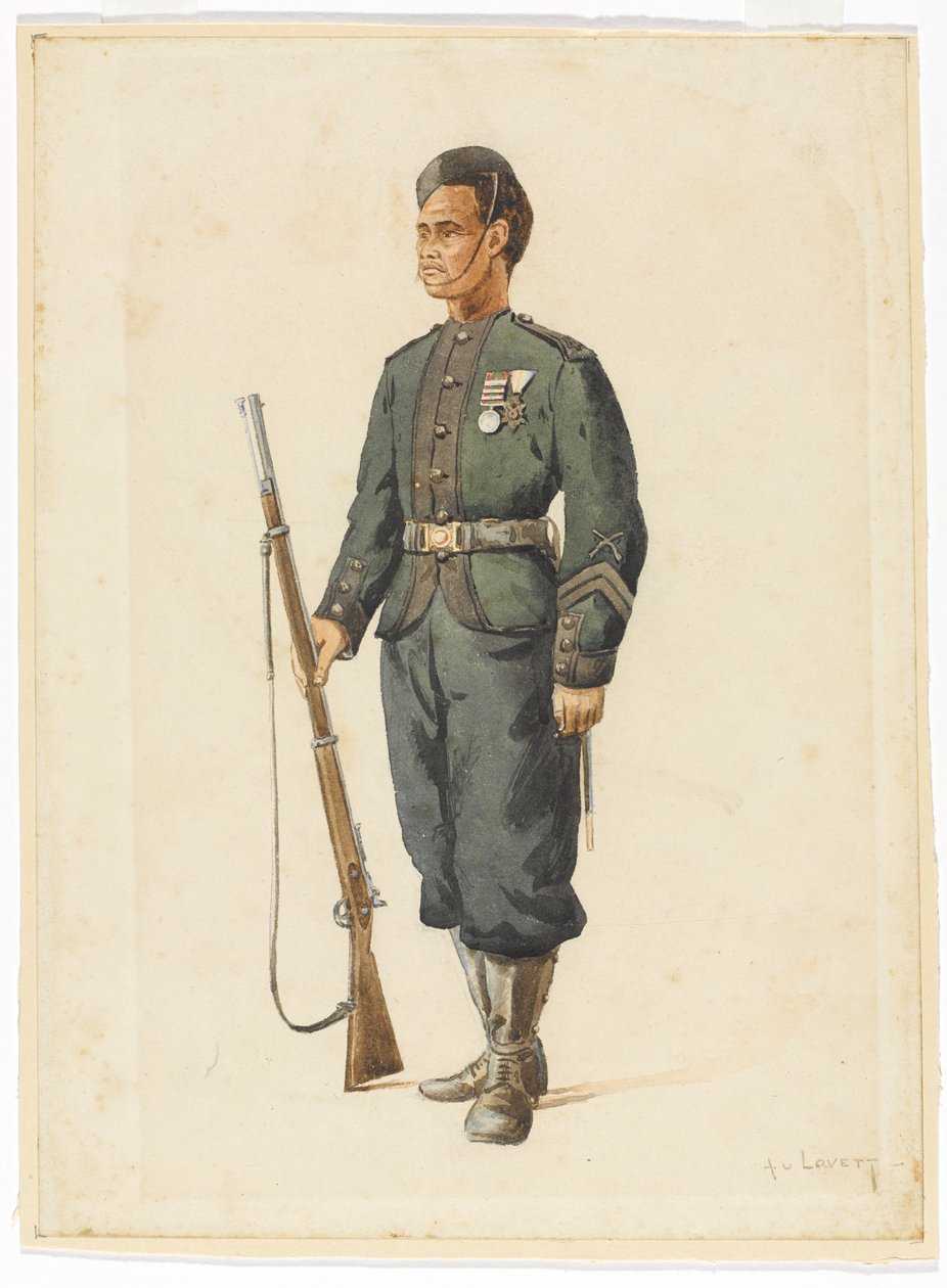 Tatbikat sırasında 4. Gurkha Alayı'nın piyadesi by Alfred Crowdy Lovett