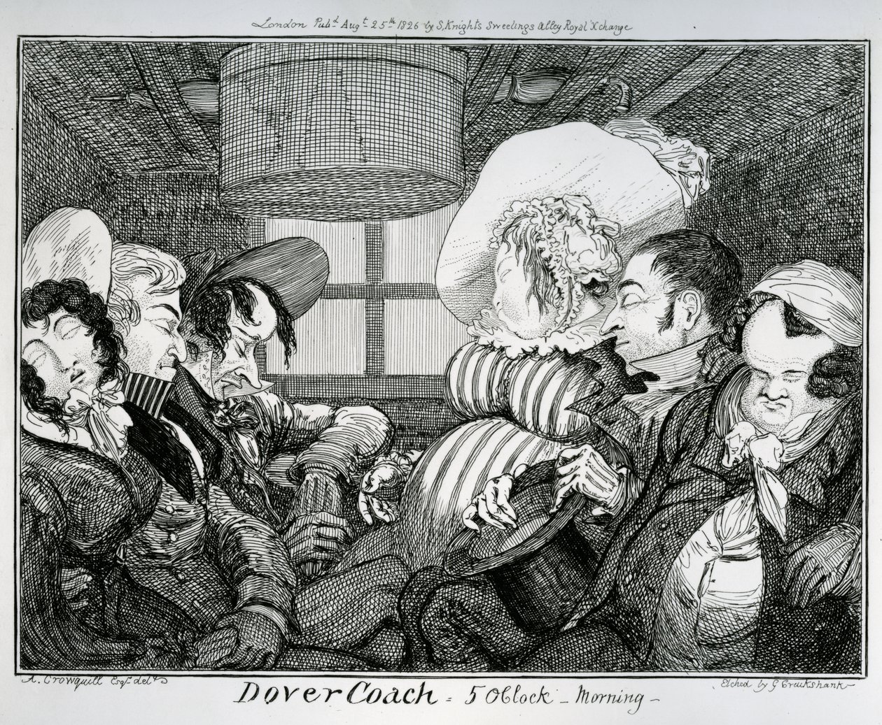 Dover Coach, sabah 5, George Cruikshank tarafından kazınmış, 1826 by Alfred Crowquill