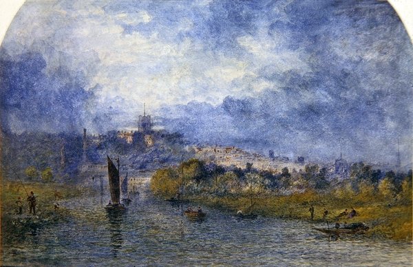 Norwich Üzerinde Gün Batımı (kağıt üzerine sulu boya) by Alfred Dawson
