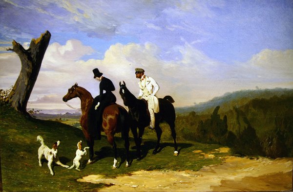 Köpeklerle gezintiye bir mola (tuval üzerine yağlı boya) by Alfred Dedreux