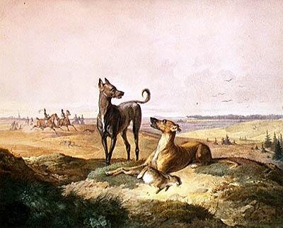Tavşan Avı (kağıt üzerine suluboya ve karakalem) by Alfred Dedreux