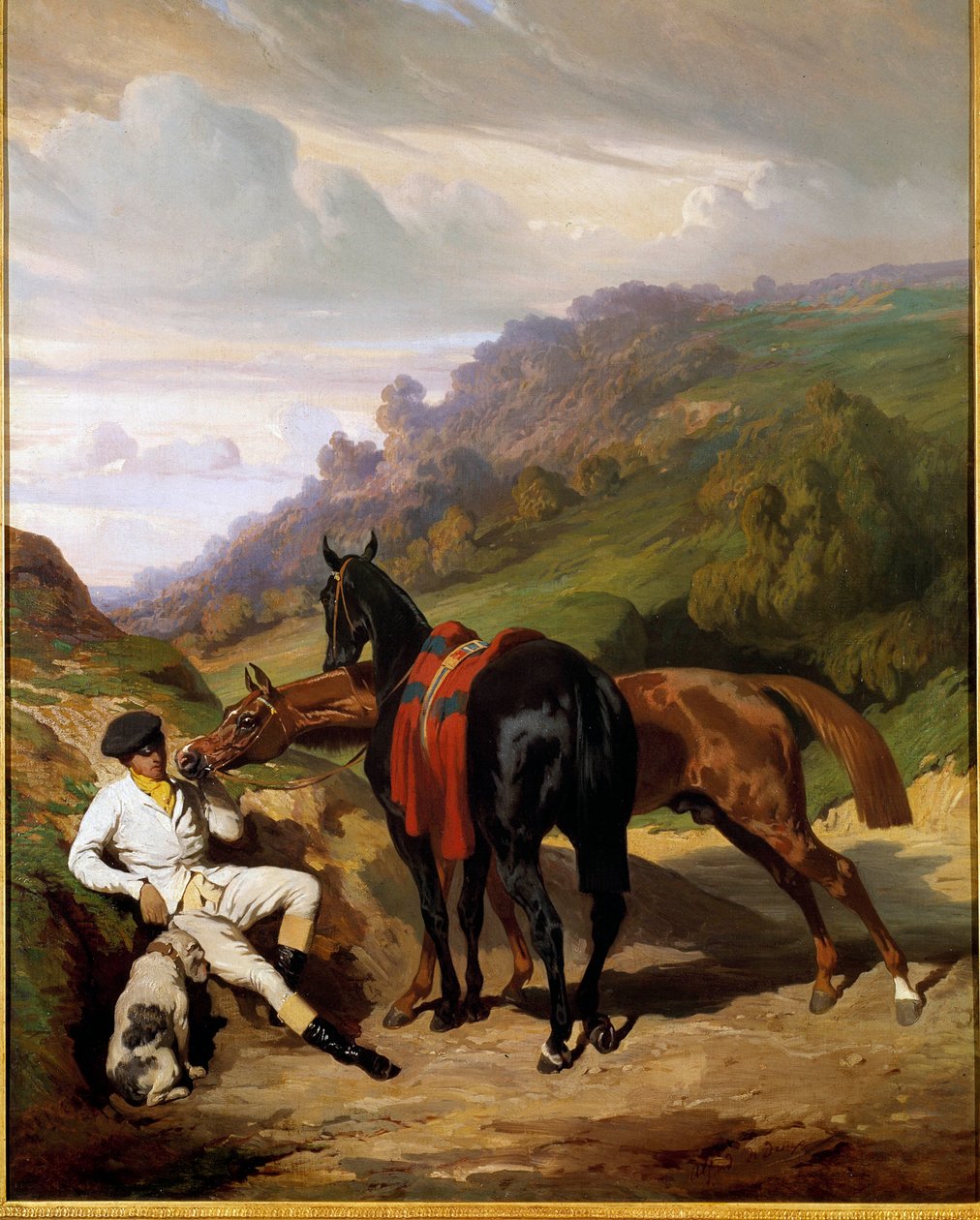 Beyaz delikanlı ve atları Alfred De Dreux (1810-1860) tarafından yapılan tablo. 19. yüzyıl. Özel koleksiyon by Alfred Dedreux