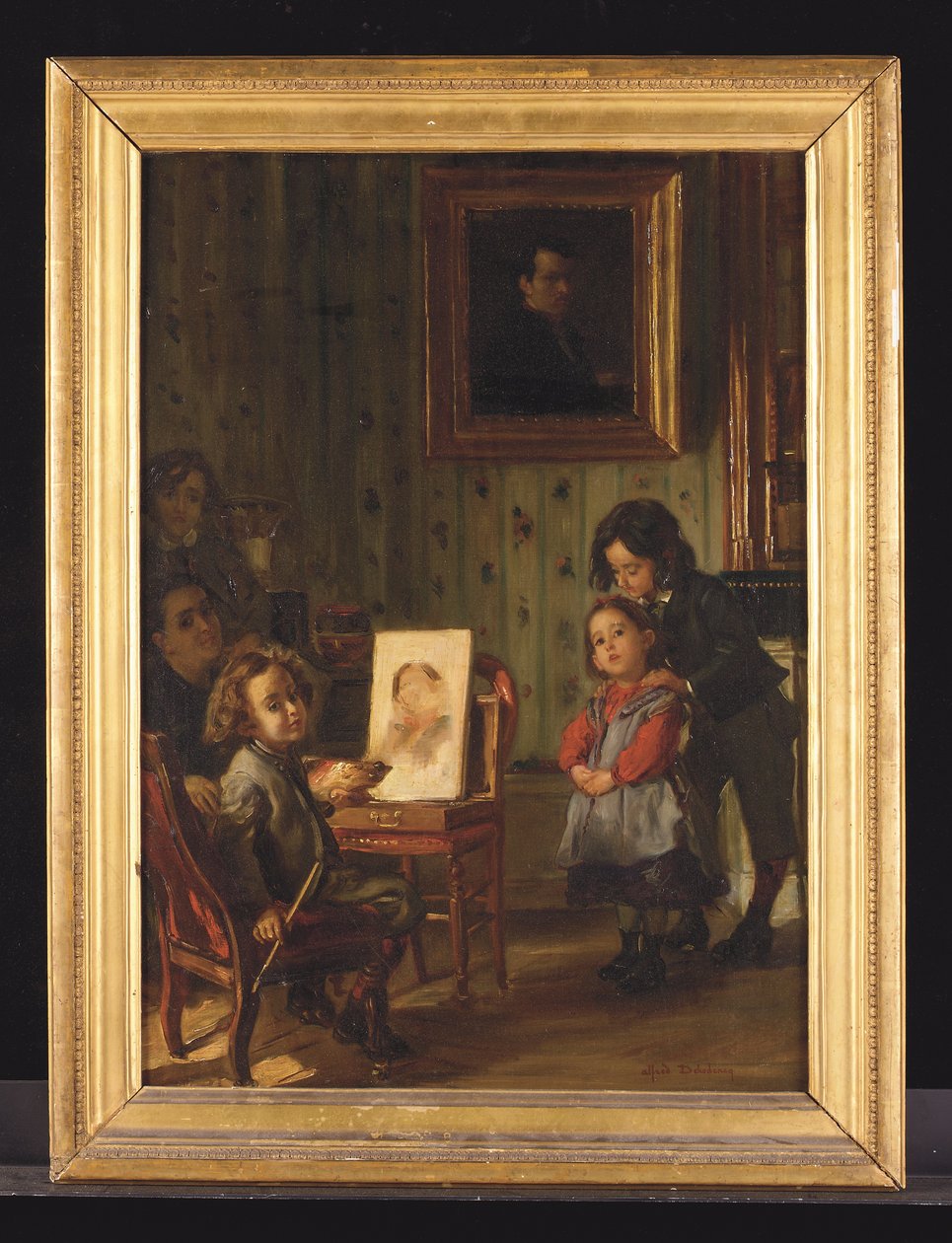 İç mekan, sanatçının ailesi (tuval üzerine yağlıboya) by Alfred Dehodencq