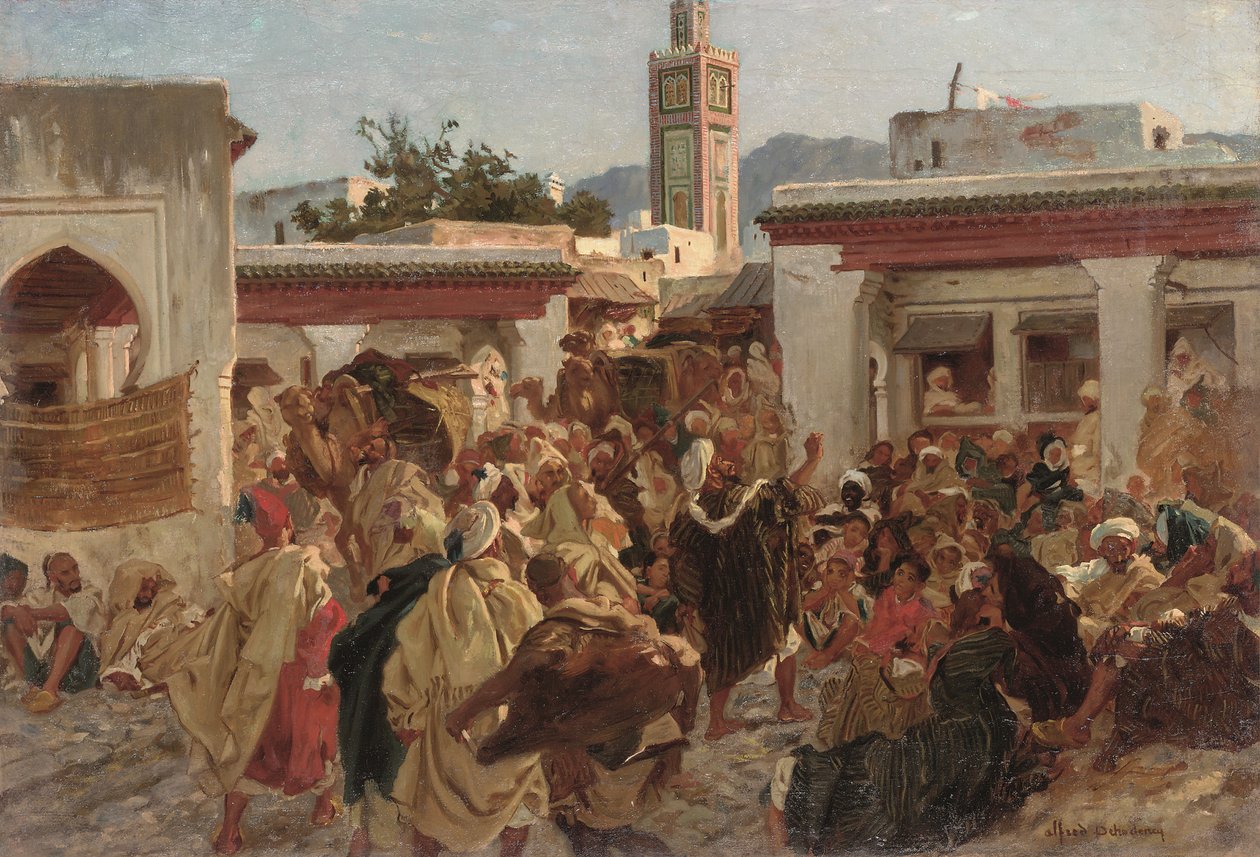 Fas Sokak Sahnesi (tuval üzerine yağlı boya) by Alfred Dehodencq