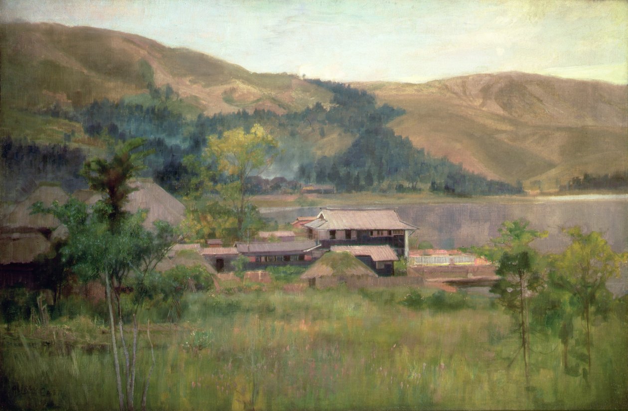 Biwa Gölü, 1889 dolayları (tuval üzerine yağlı boya) by Alfred East