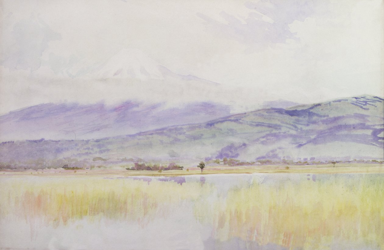 Fuji-San, c.1889 (kağıt üzerine sulu boya) by Alfred East