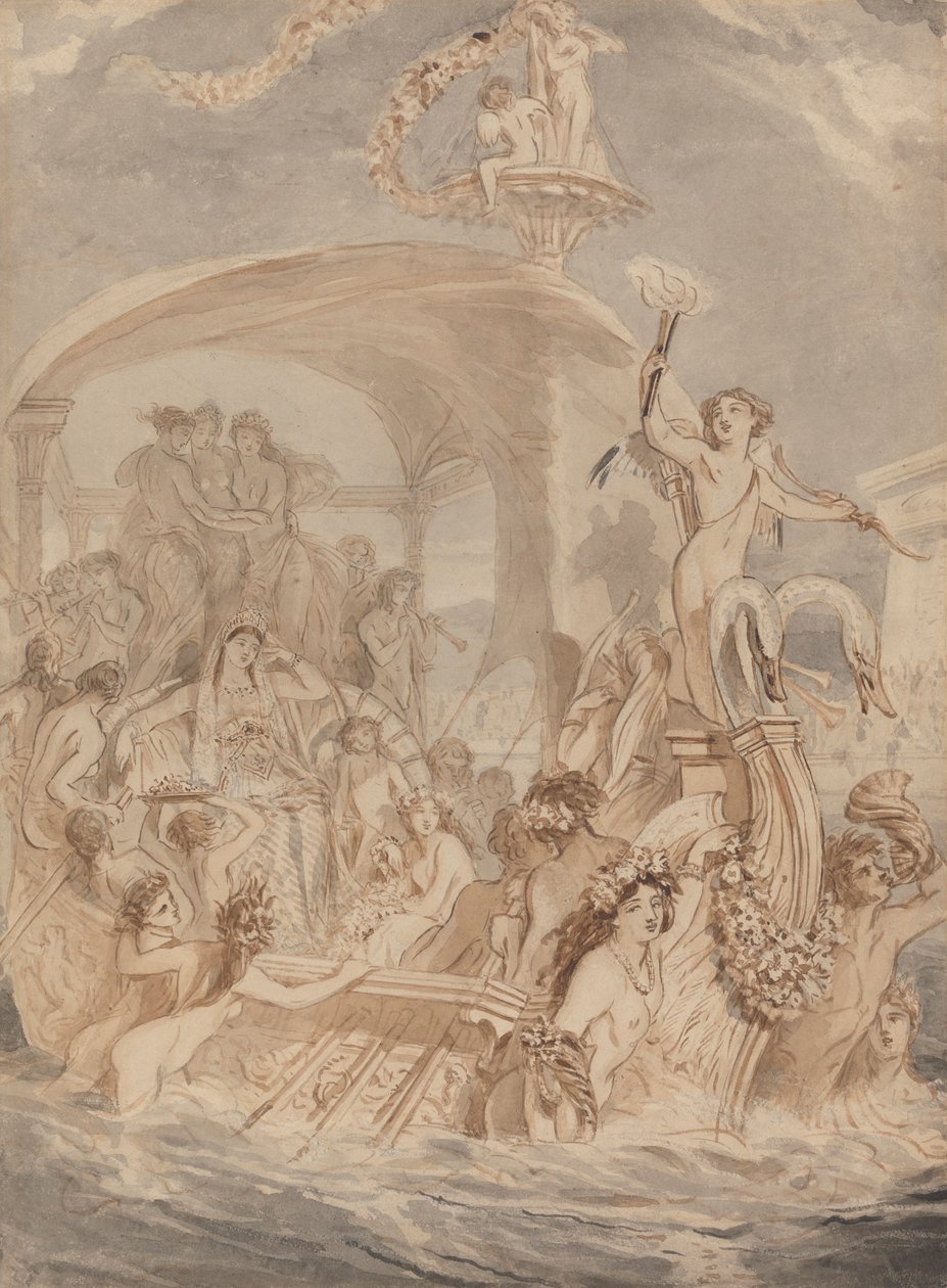 Kleopatra, Antony ile Buluşmak İçin Cydnus'ta by Alfred Edward Chalon