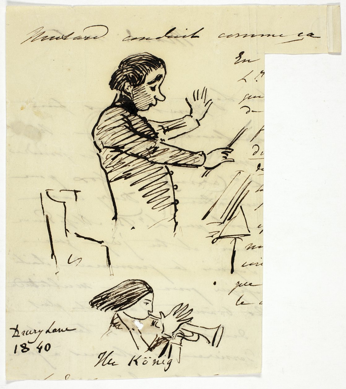 Orkestra Şefi ve Trompetçi Çizimleri by Alfred Edward Chalon