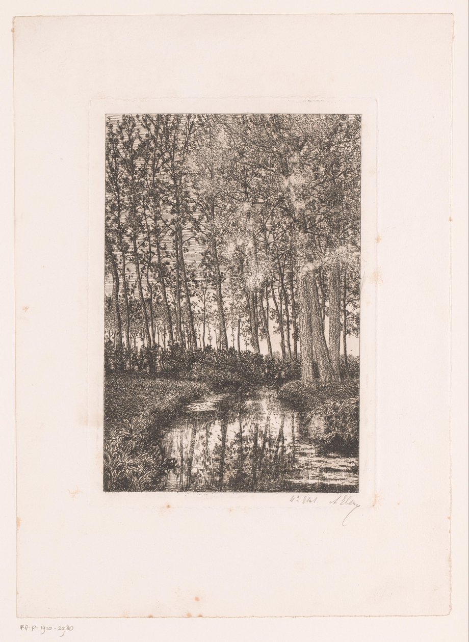 Su kenarında uzun ağaçlar by Alfred Elsen (signed by artist)