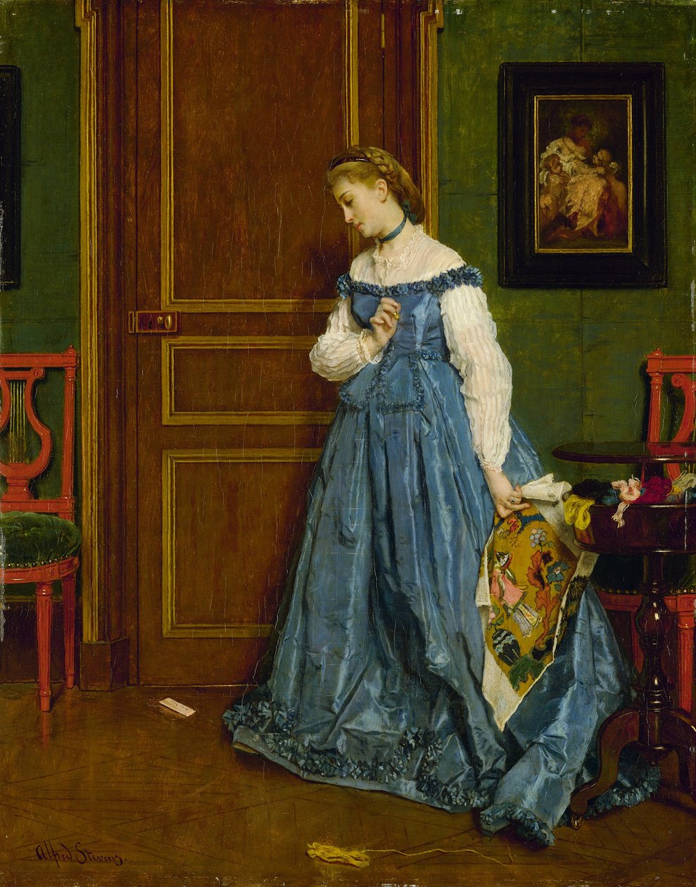 Tereddüt, muhtemelen Madame Monteaux, 1867 dolayları by Alfred Emile Stevens