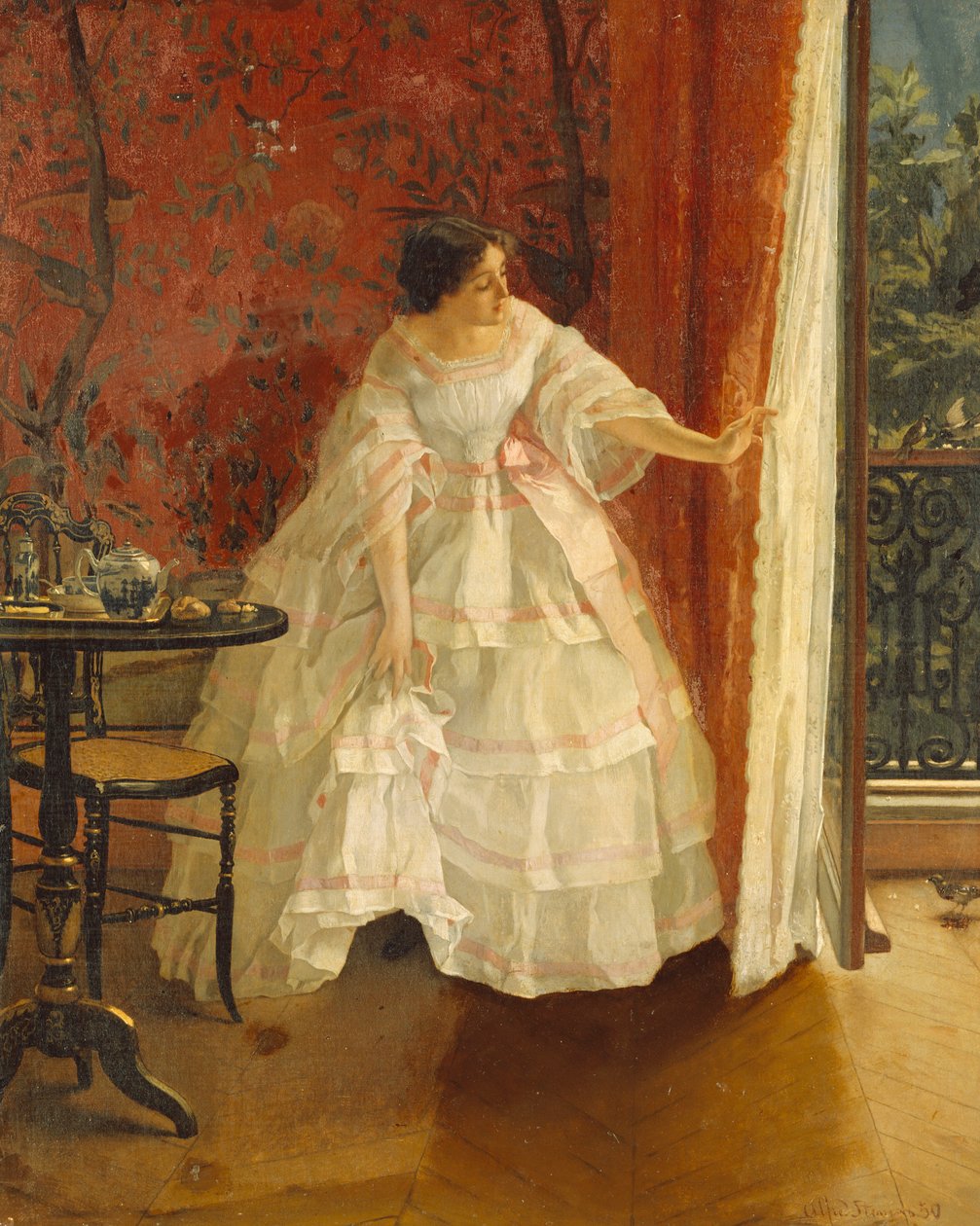 Penceredeki Kadın Kuşları Besliyor, 1859 dolayları by Alfred Emile Stevens
