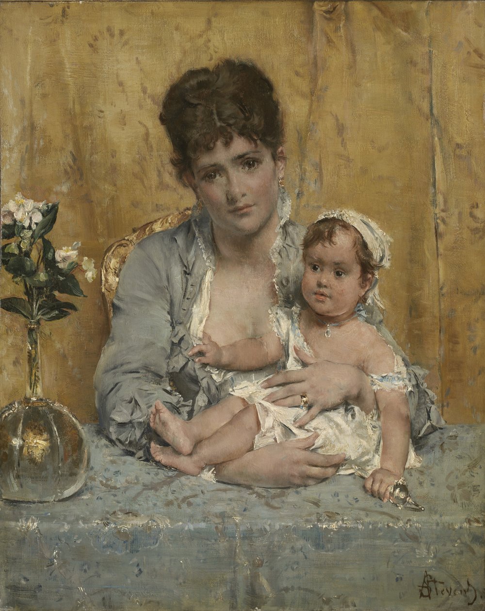 Anne ve Çocuk, c.1875-80 by Alfred Emile Stevens
