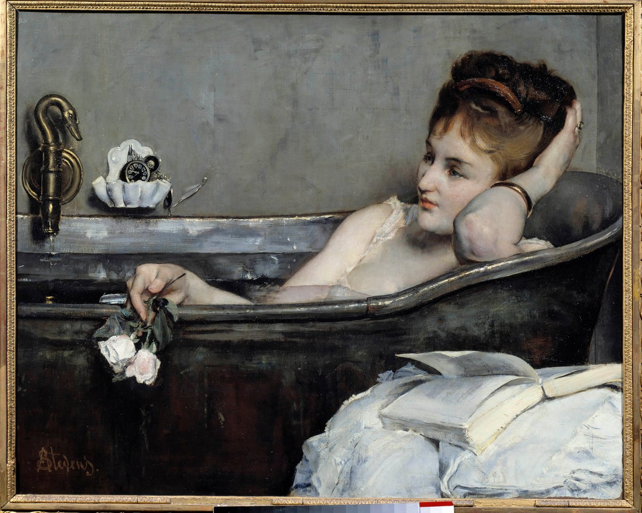 Banyo ya da banyodaki kadın ya da küvet Resim Alfred Stevens (1823-1906) 1867 Güneş. 0,74x0,93 m Paris, Orsay Müzesi by Alfred Emile Stevens