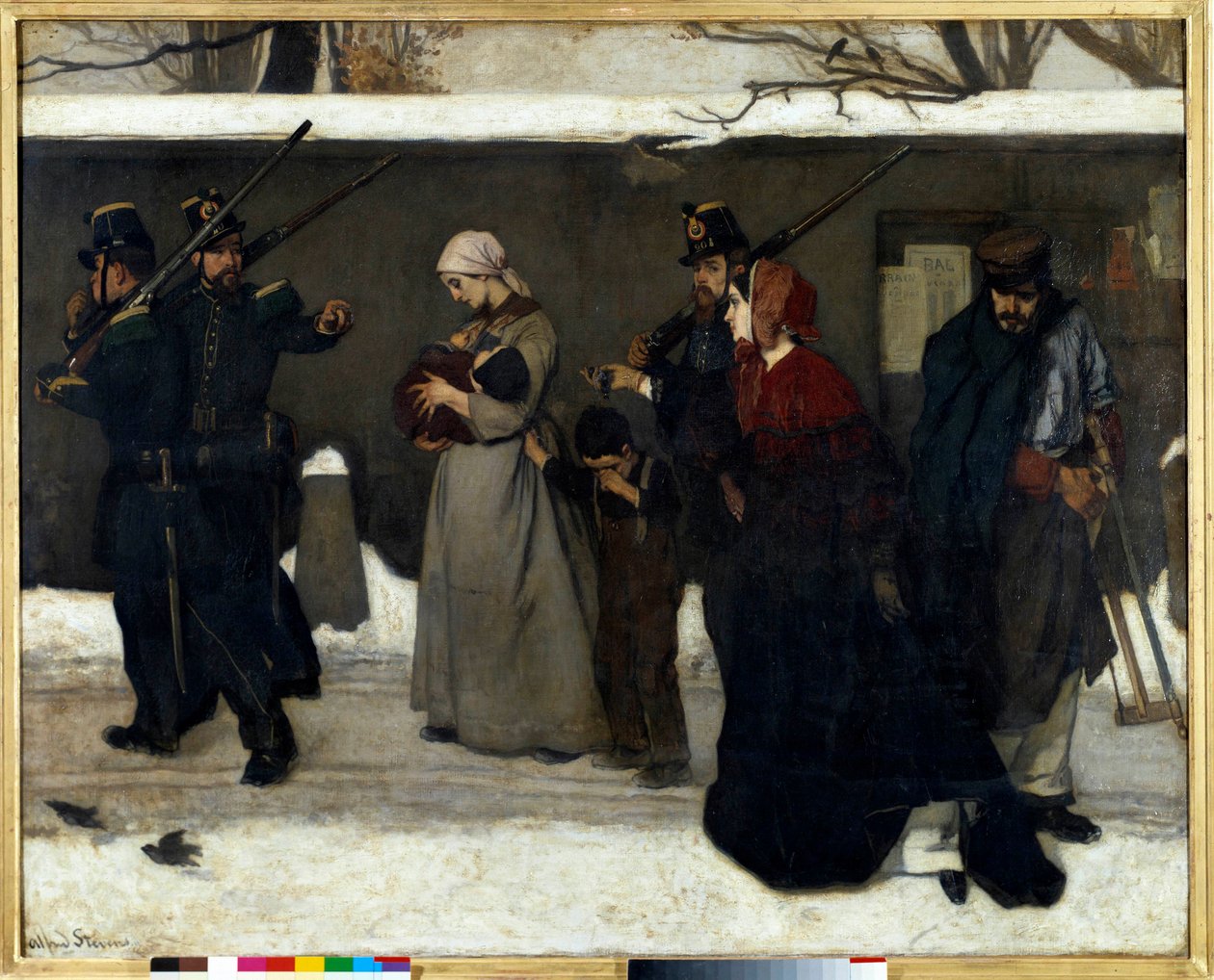 Sözde serserilik, Vincennes Ulusal Muhafızlarının avcılarının sokaktaki aileleri durdurduğunu da söylüyor. Alfred Stevens (1823-1906) Sun tarafından tablo. 1,3x1,6 m Paris, Orsay Müzesi by Alfred Emile Stevens