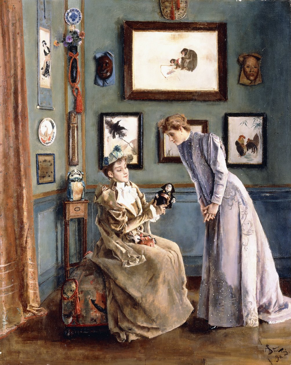 Japon Oyuncak Bebekli Kadınlar, 1894 by Alfred Emile Stevens