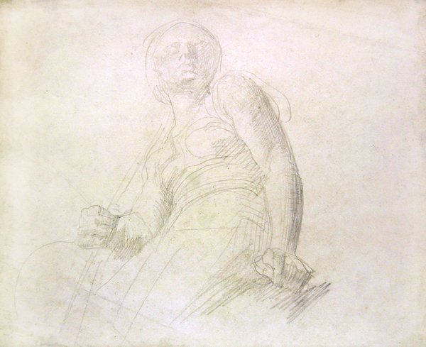 Bir figürün incelenmesi, c.1850 (kağıt üzerine kurşun kalem) by Alfred George Stevens
