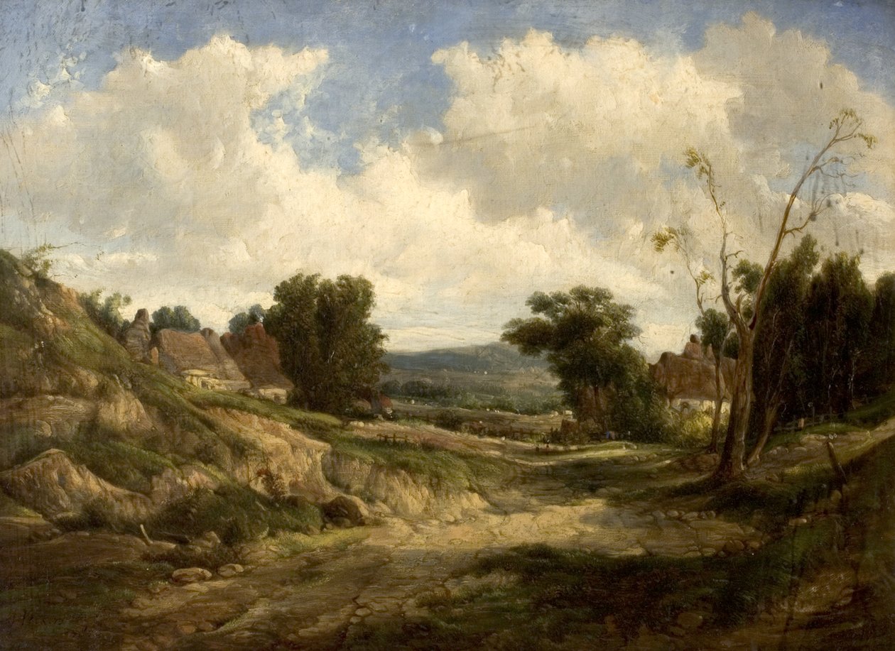 Kulübelerle Peyzaj, 1864 by Alfred Gomersal Vickers