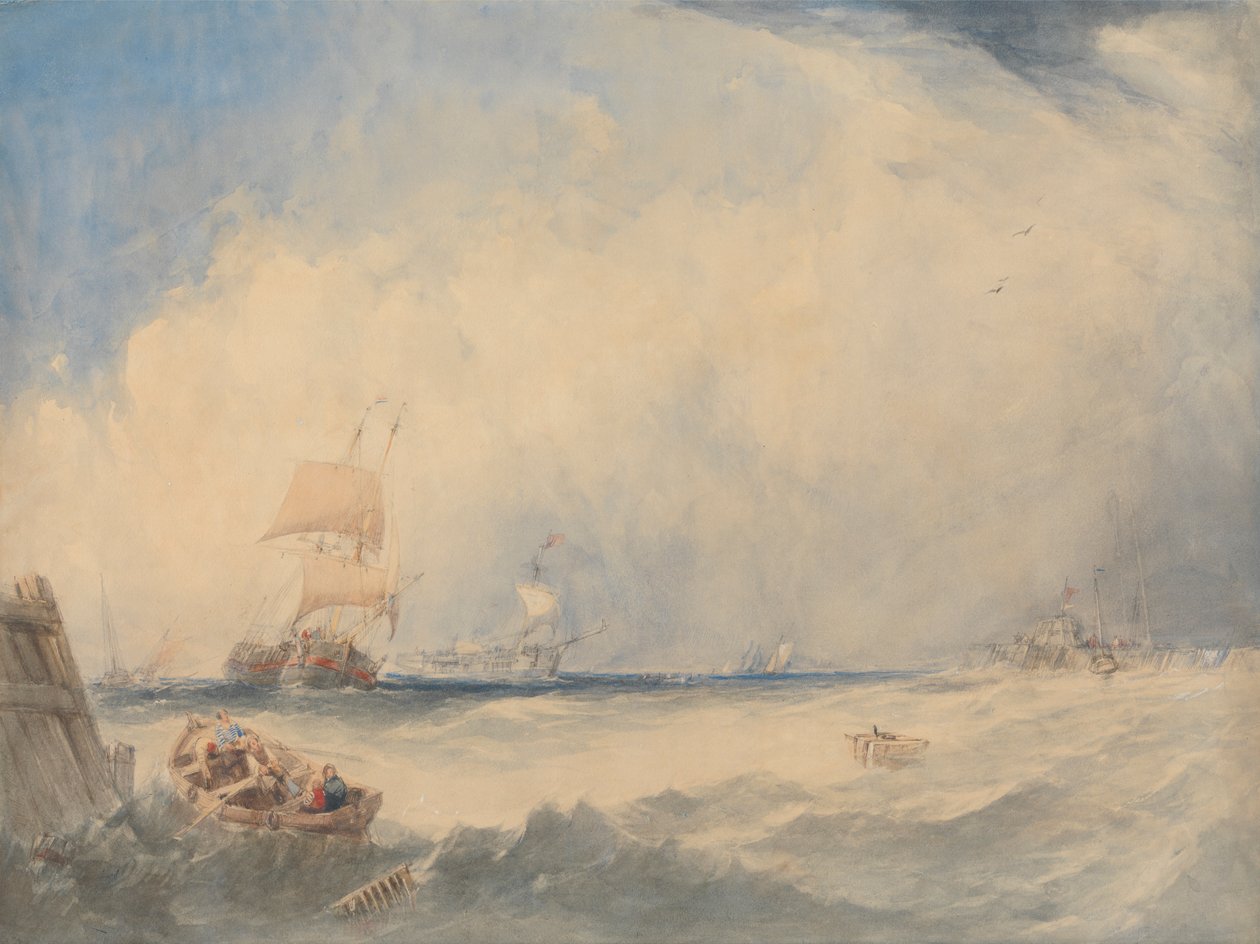 Dunkerque Limanı'ndaki Nakliye Sahnesi by Alfred Gomersal Vickers