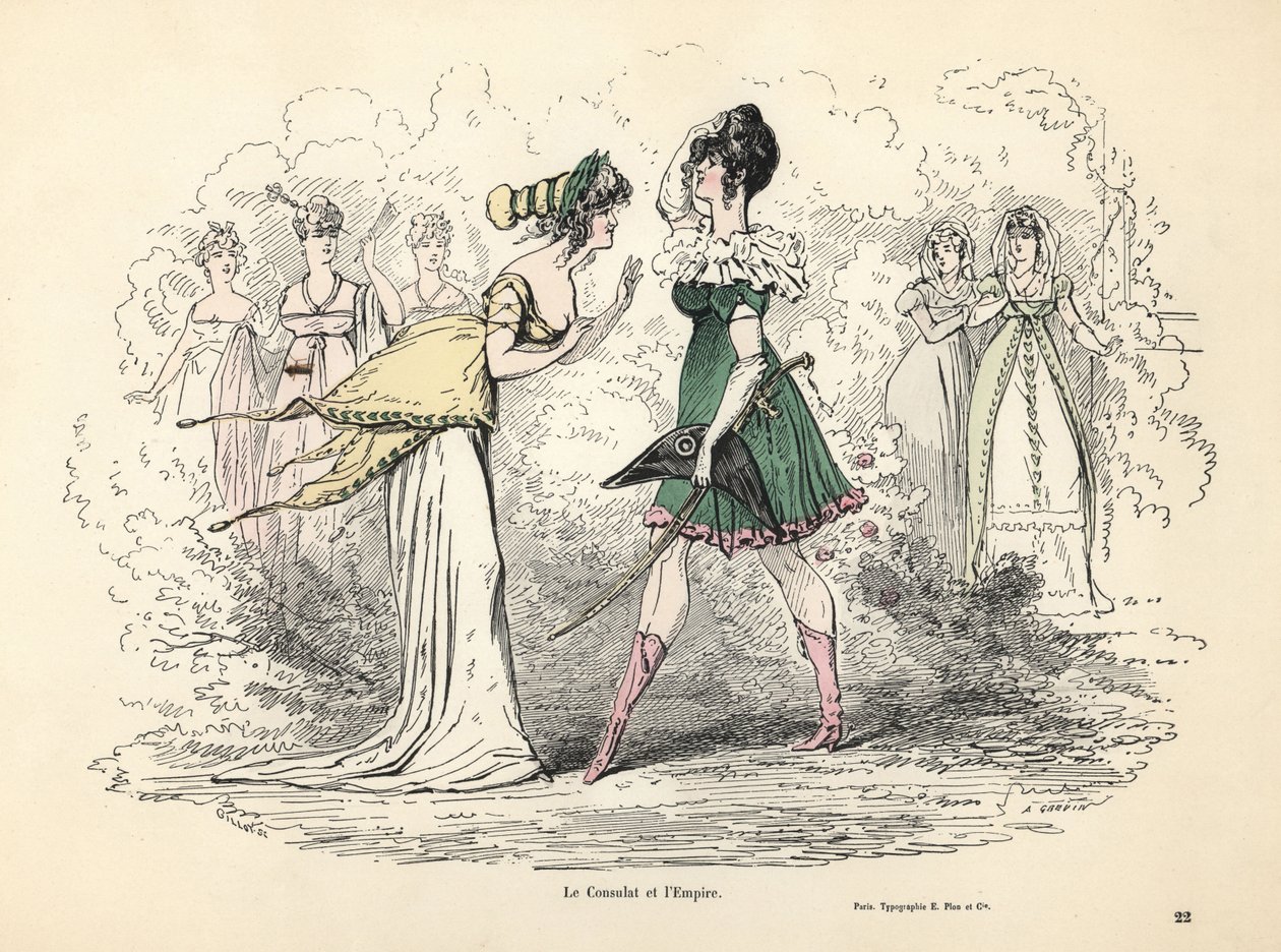 Konsolosluk ve Birinci İmparatorluk, Fransa kostümlerinin karikatürü by Alfred Grevin