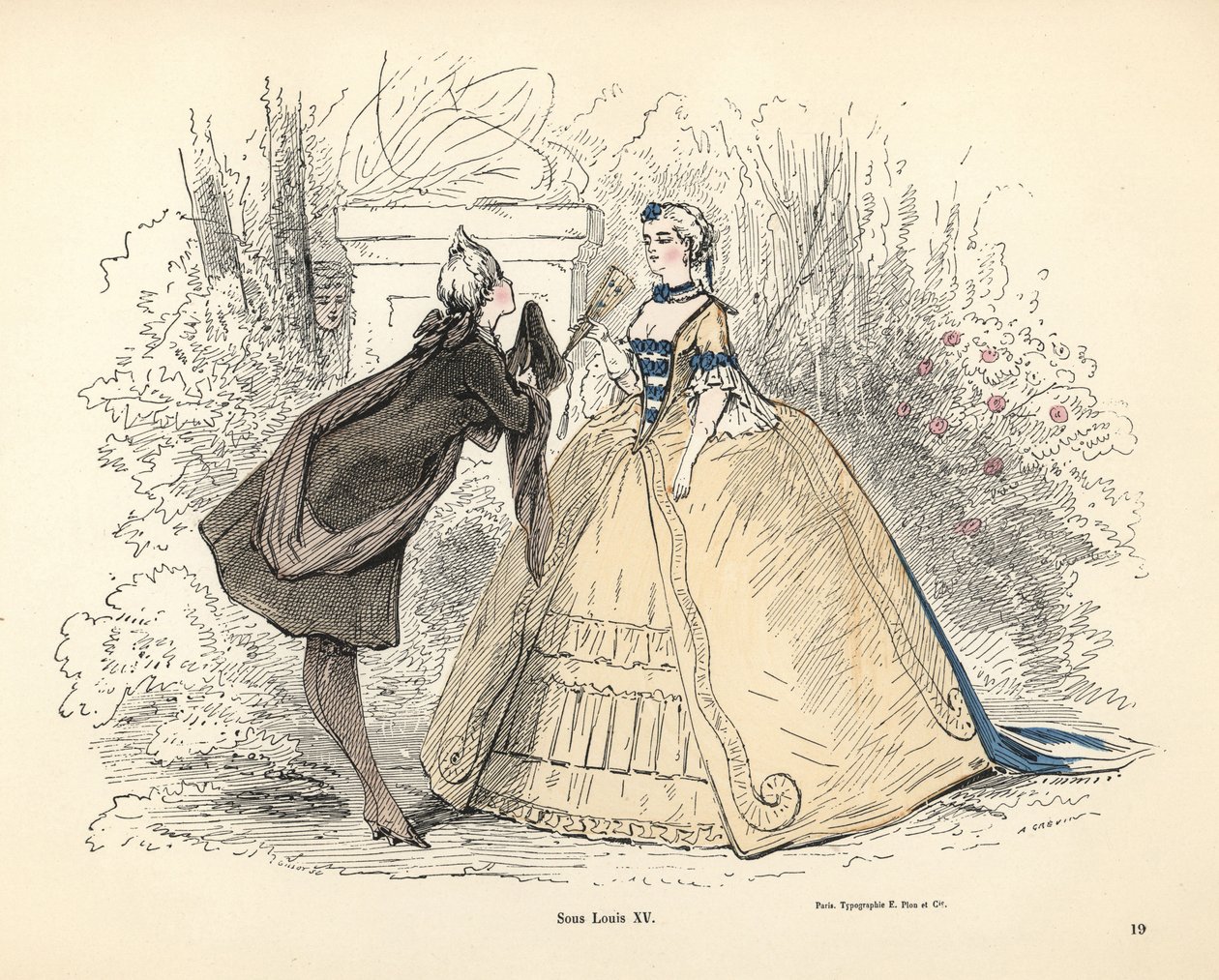 Fransa Kralı XV. Louis döneminde kadın kostümü by Alfred Grevin