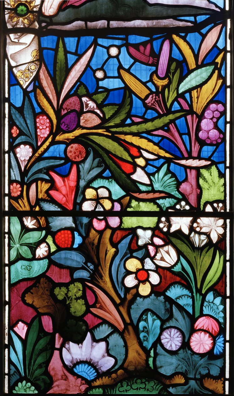 Çiçek desenli, doğu penceresinden detay, 1864 (vitray) by Alfred Hassam