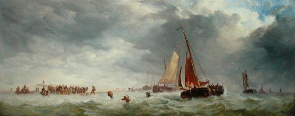 Scheveningen Plajı (panelde yağ) by Alfred Herbert