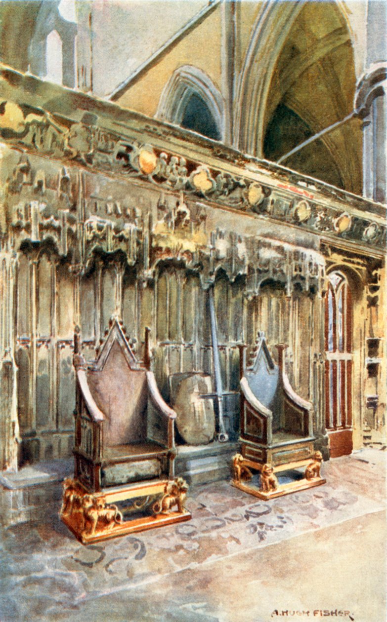 Taç Giyme Töreni Kilisesi: Westminster Abbey (renkli taş baskı) by Alfred Hugh Fisher