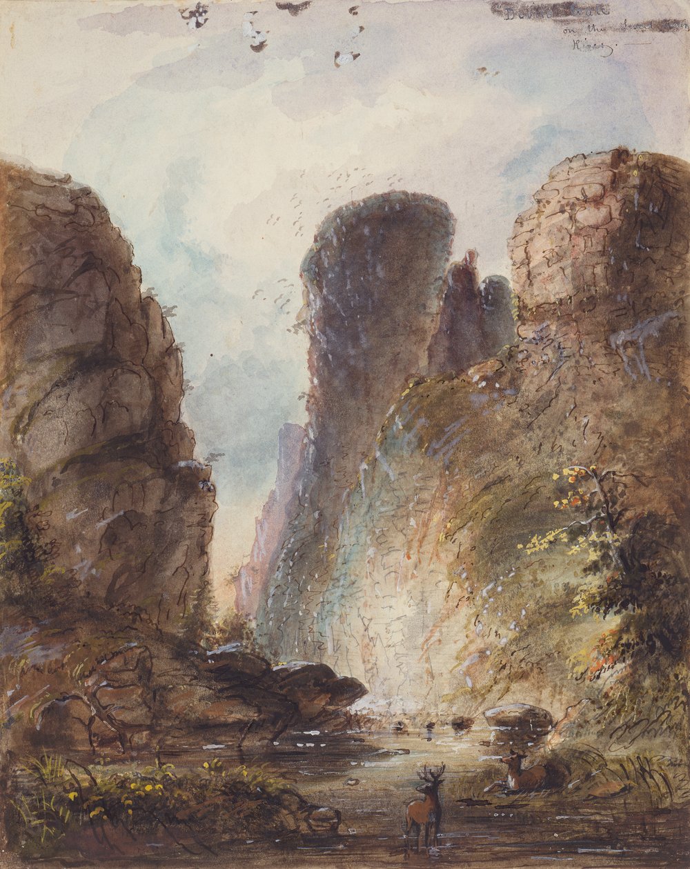 Şeytan Kapısı, c.1850-60 (kağıt üzerine yıkama, kalem ve mürekkep) by Alfred Jacob Miller
