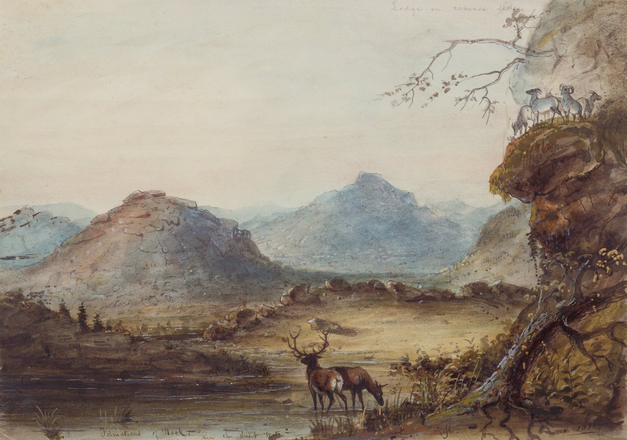 Tatlı Suya Yakın Kaya Oluşumları, 1837 dolayları (kağıt üzerine suluboya) by Alfred Jacob Miller