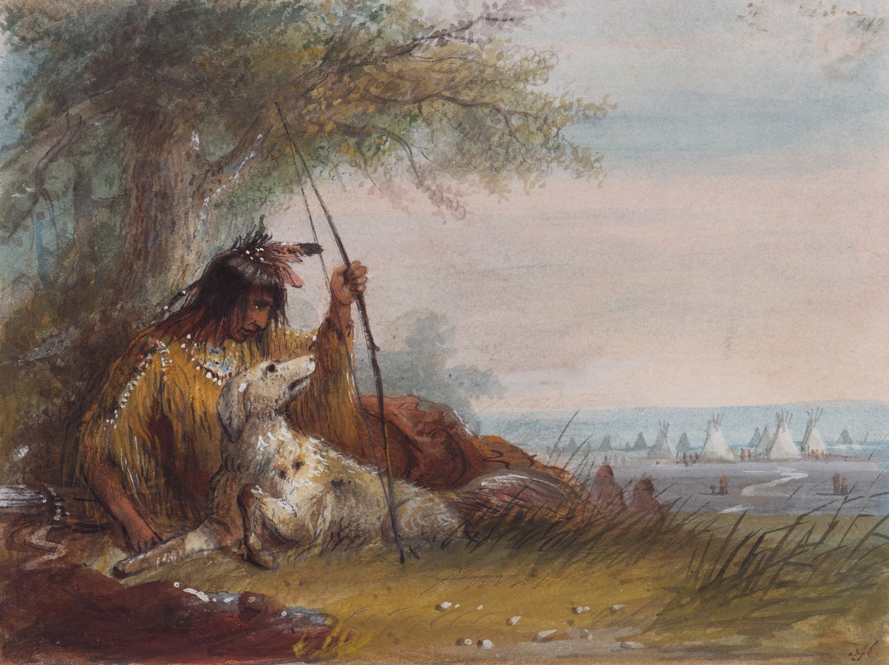 Indian Runner, c.1837 (kağıt üzerine kurşun kalem, sulu boya ve guaj boya) by Alfred Jacob Miller