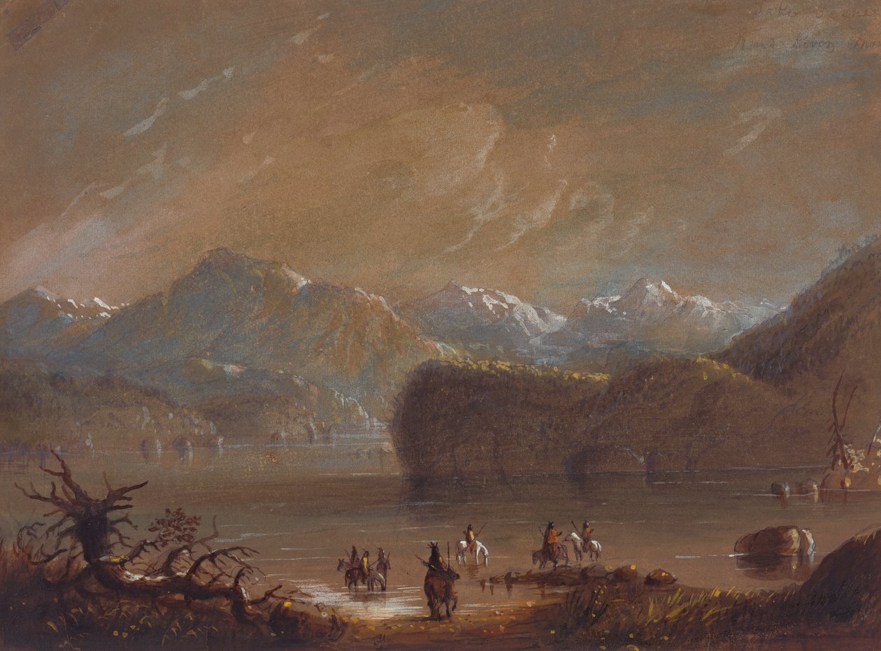 Lake, Wind River Dağları, 1837 dolayları (kağıt üzerine suluboya) by Alfred Jacob Miller