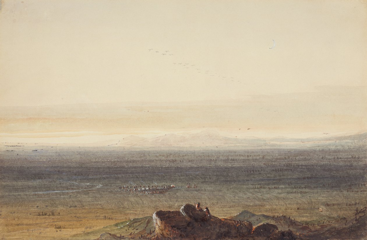 Prairie, c.1837 (kağıt üzerine kurşun kalem, sulu boya ve guaj boya) by Alfred Jacob Miller