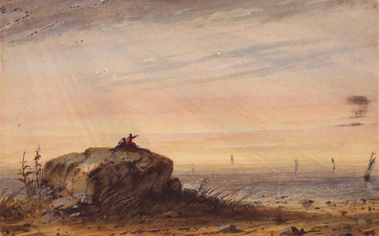 Deniz Kıyısı, c.1837 (kağıt üzerine suluboya) by Alfred Jacob Miller